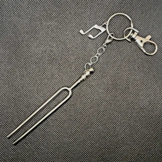 Detachable Tuning Fork Keychain with music charm and lobster clasp, tuned to A440 Hz